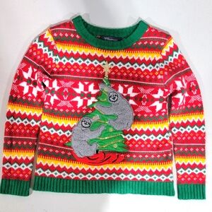 Ugly Christmas Sweater Sloths Fair Isle Pattern Size  S